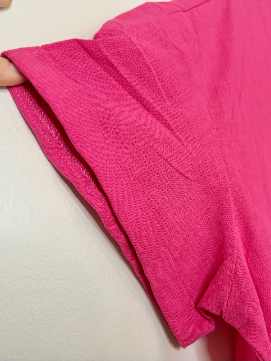 Hot Pink 100% Cotton Collard Shirt Dress Xl | Mini Shift With Pockets Nwt — image 4 of 8